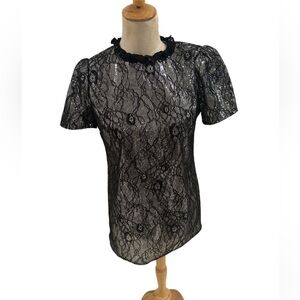 Michael Kors Black Silver Sequin Floral Mini Dress Size Medium